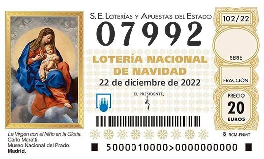 Número 07992 loteria de navidad