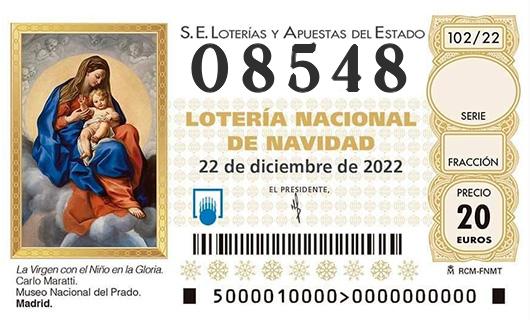 Número 08548 loteria de navidad