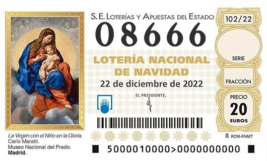 Número 08666 loteria de navidad