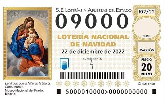 Número 09000 loteria de navidad