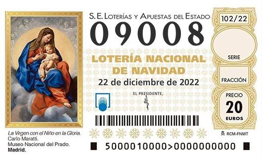 Número 09008 loteria de navidad
