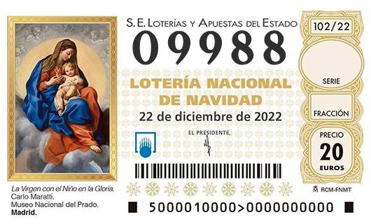 Número 09988 loteria de navidad