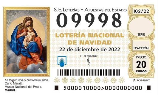 Número 09998 loteria de navidad