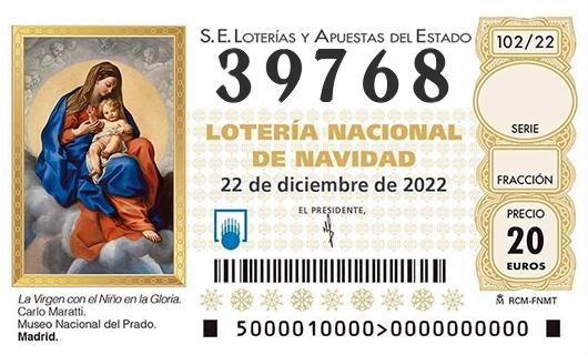 Número 39768 loteria de navidad