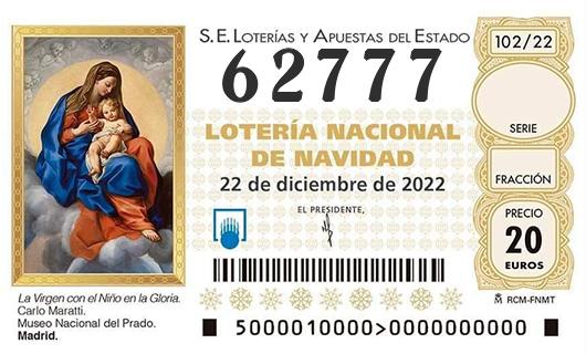 Número 62777 loteria de navidad