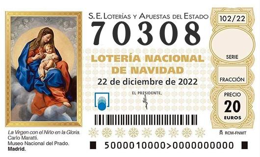 Número 70308 loteria de navidad