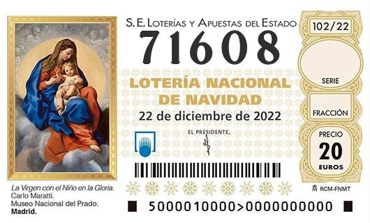 Número 71608 loteria de navidad