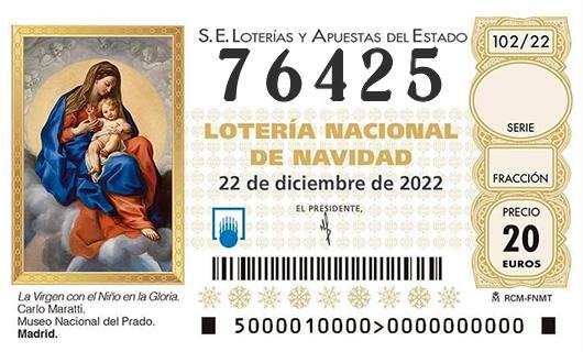 Numero 76425 loteria de navidad