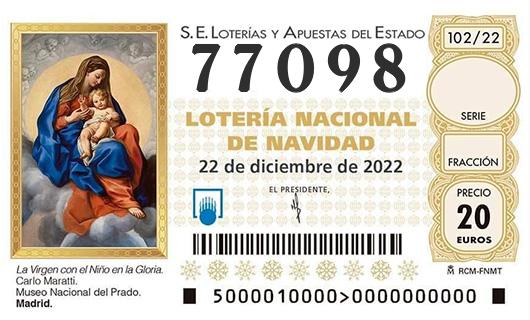 Numero 77098 loteria de navidad