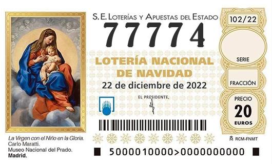 Número 77774 loteria de navidad