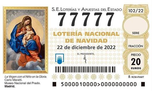 Número 77777 loteria de navidad