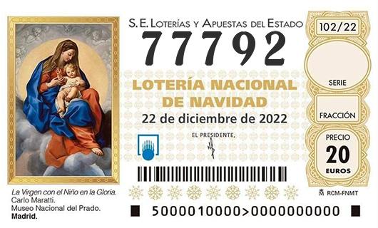 Numero 77792 loteria de navidad