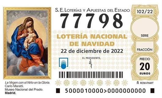 Número 77798 loteria de navidad
