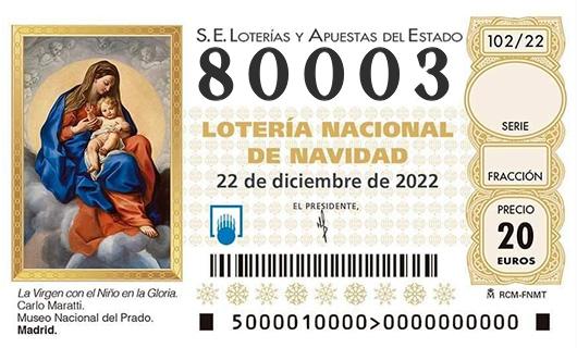 Número 80003 loteria de navidad