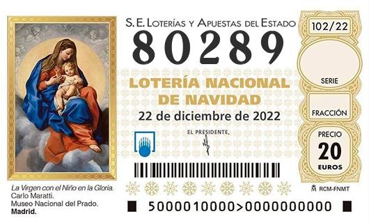 Número 80289 loteria de navidad