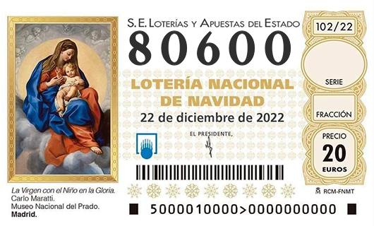 Número 80600 loteria de navidad