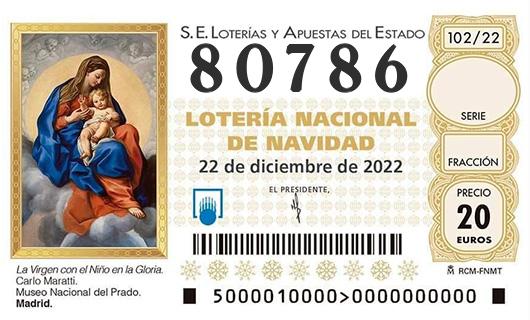 Número 80786 loteria de navidad