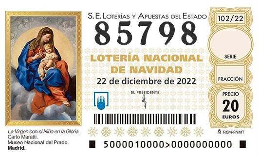 Número 85798 loteria de navidad