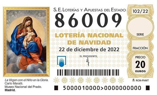 Número 86009 loteria de navidad