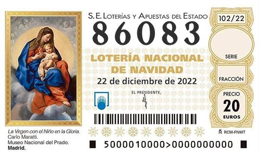 Número 86083 loteria de navidad