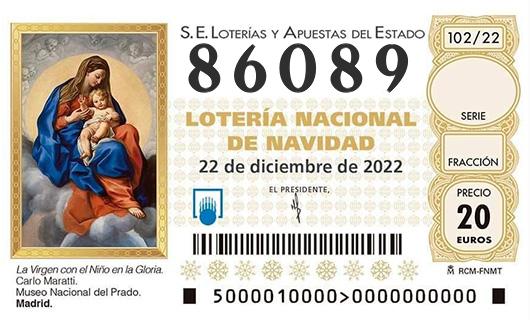 Número 86089 loteria de navidad
