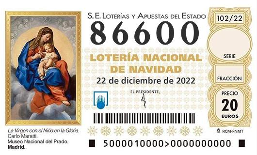Número 86600 loteria de navidad