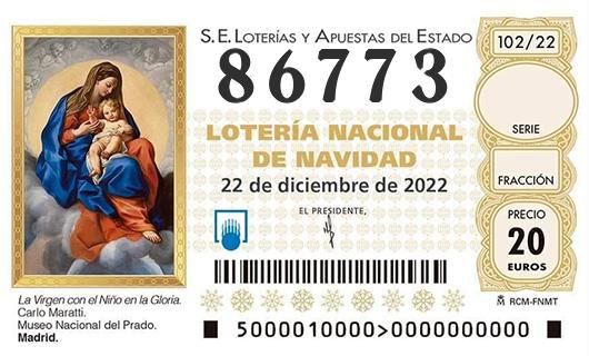 Numero 86773 loteria de navidad