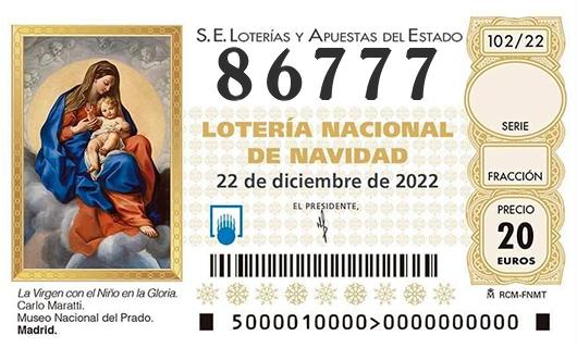 Numero 86777 loteria de navidad