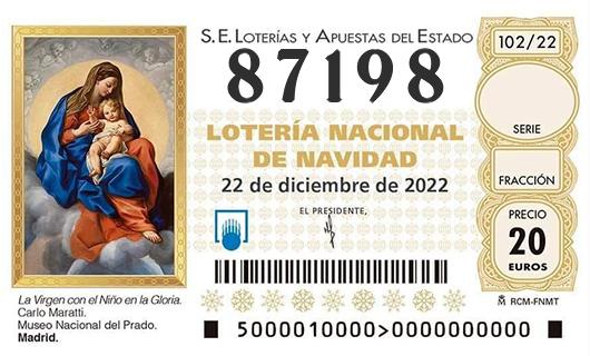 Número 87198 loteria de navidad