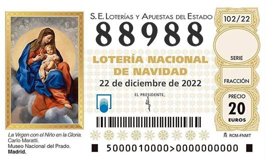 Número 88988 loteria de navidad