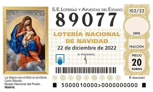 Número 89077 loteria de navidad