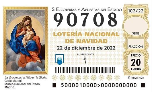 Número 90708 loteria de navidad