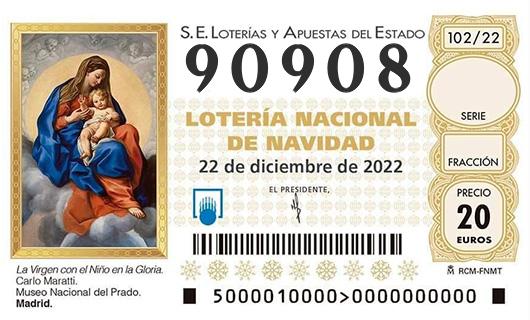 Número 90908 loteria de navidad