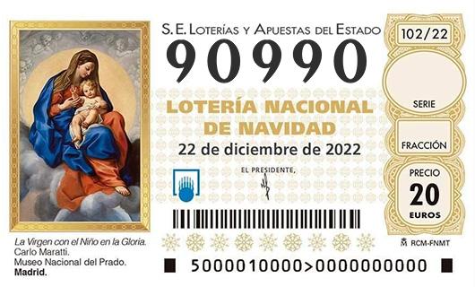 Número 90990 loteria de navidad