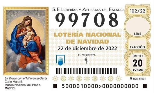 Número 99708 loteria de navidad